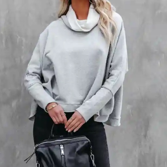 VICI - Kylie Cotton Cowl Neck Dolman Sweatshirt - Small - Heather Grey BNWT! - Picture 7 of 9